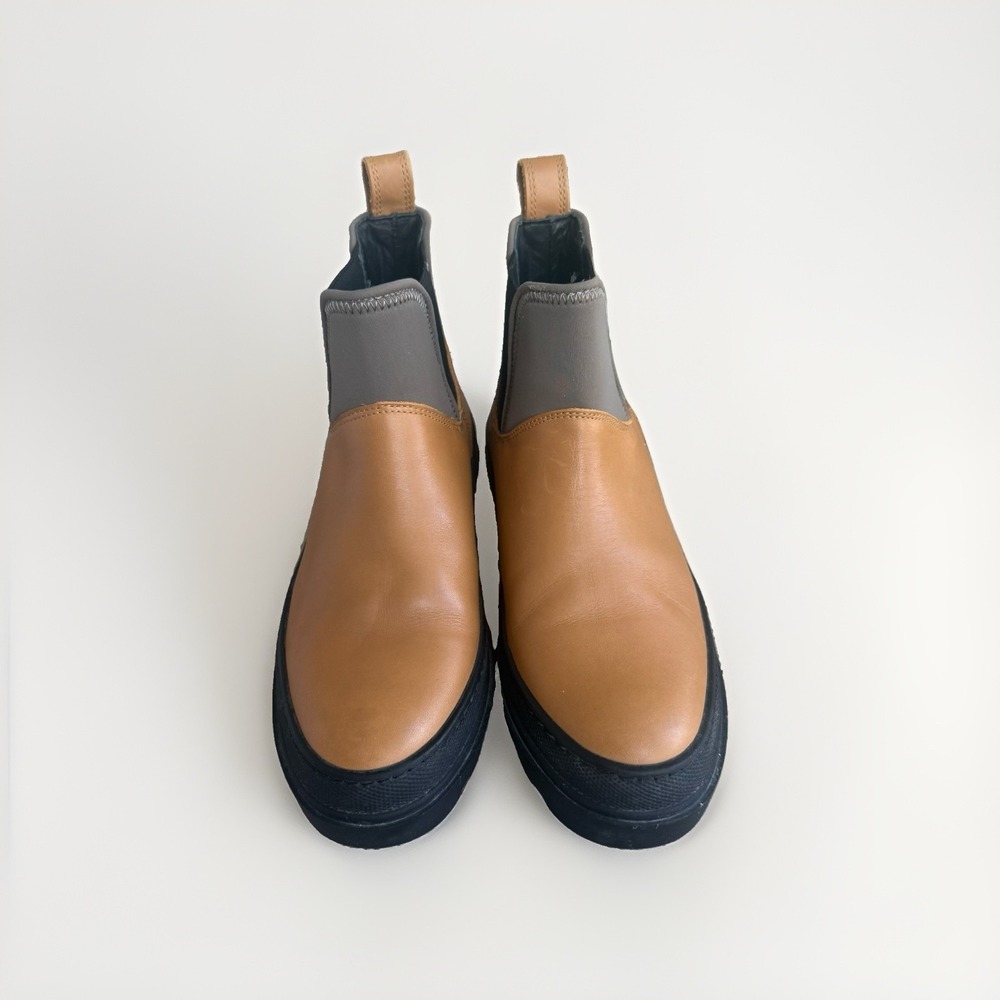 COS US 7 Chunky Sole Leather Ankle Chelsea Boots Brown Colorblock 07774610 - Picture 3 of 6